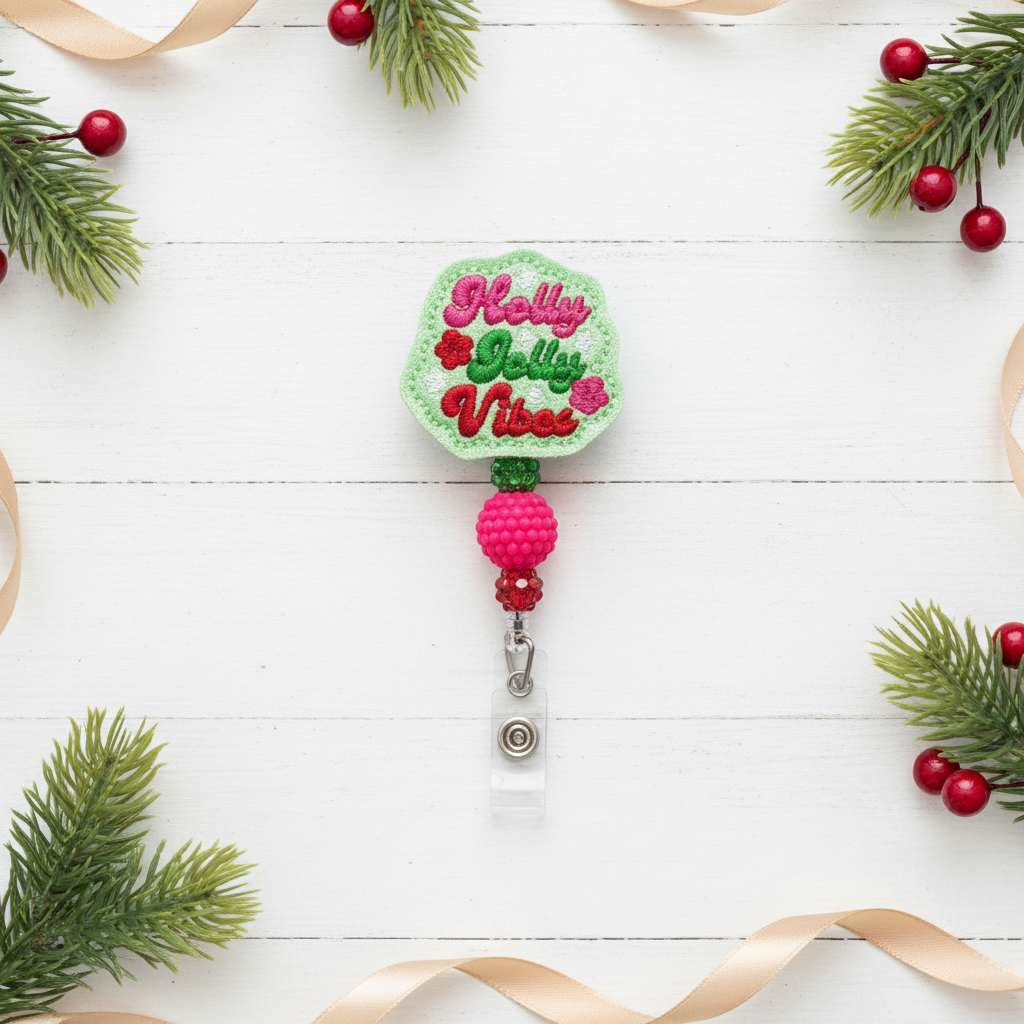 Holly Jolly Vibes Badge Reel