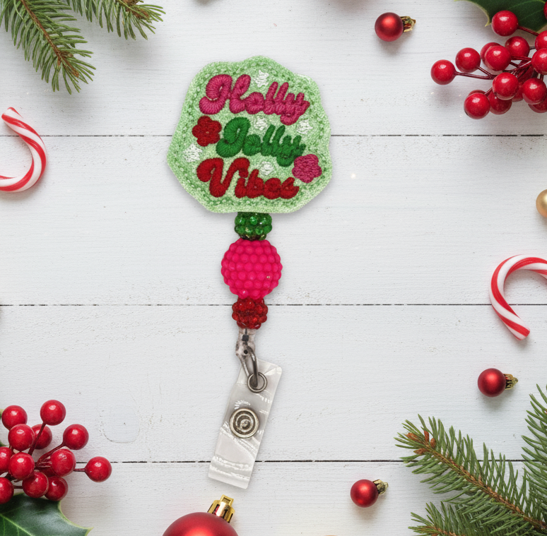 Holly Jolly Vibes Badge Reel