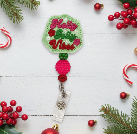 Holly Jolly Vibes Badge Reel