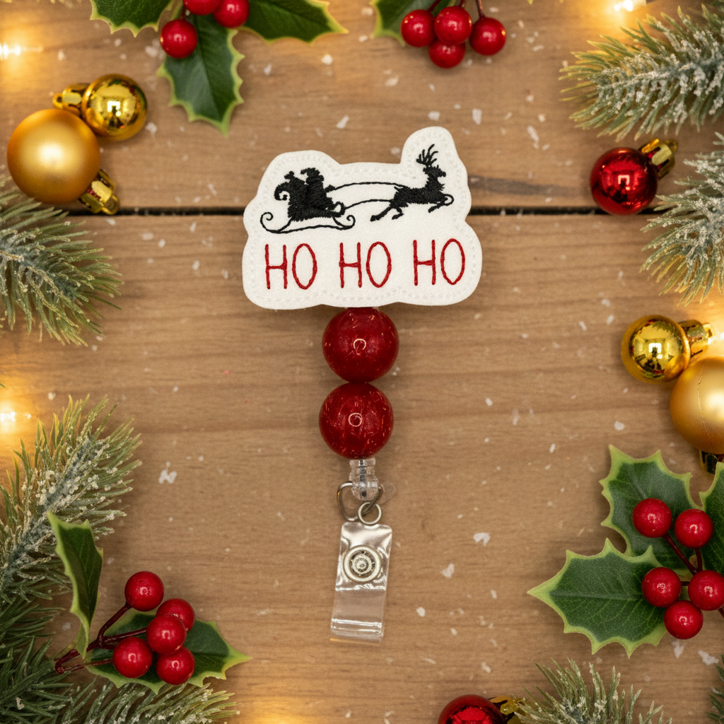 Santa Sleigh Ho Ho Ho Badge Reel