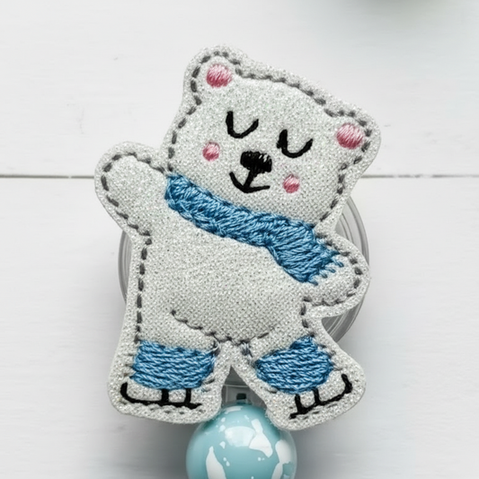Skating Polar Bear Badge Reel