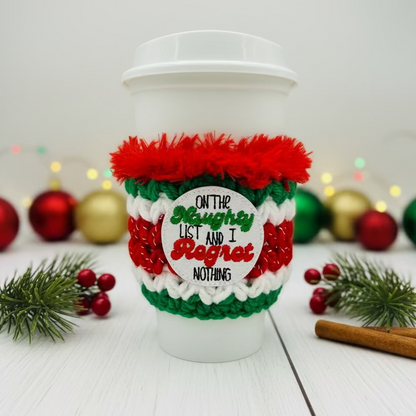 On the Naughty List Coffee Cozy | Holiday Drink Sleeve
