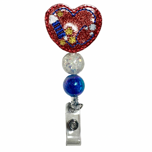 Patriotic Stethoscope Heart Badge Reel