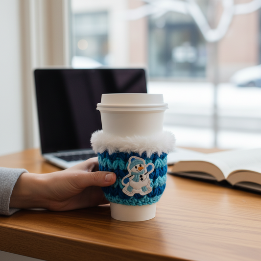 Skating Snowman Coffee Cozy