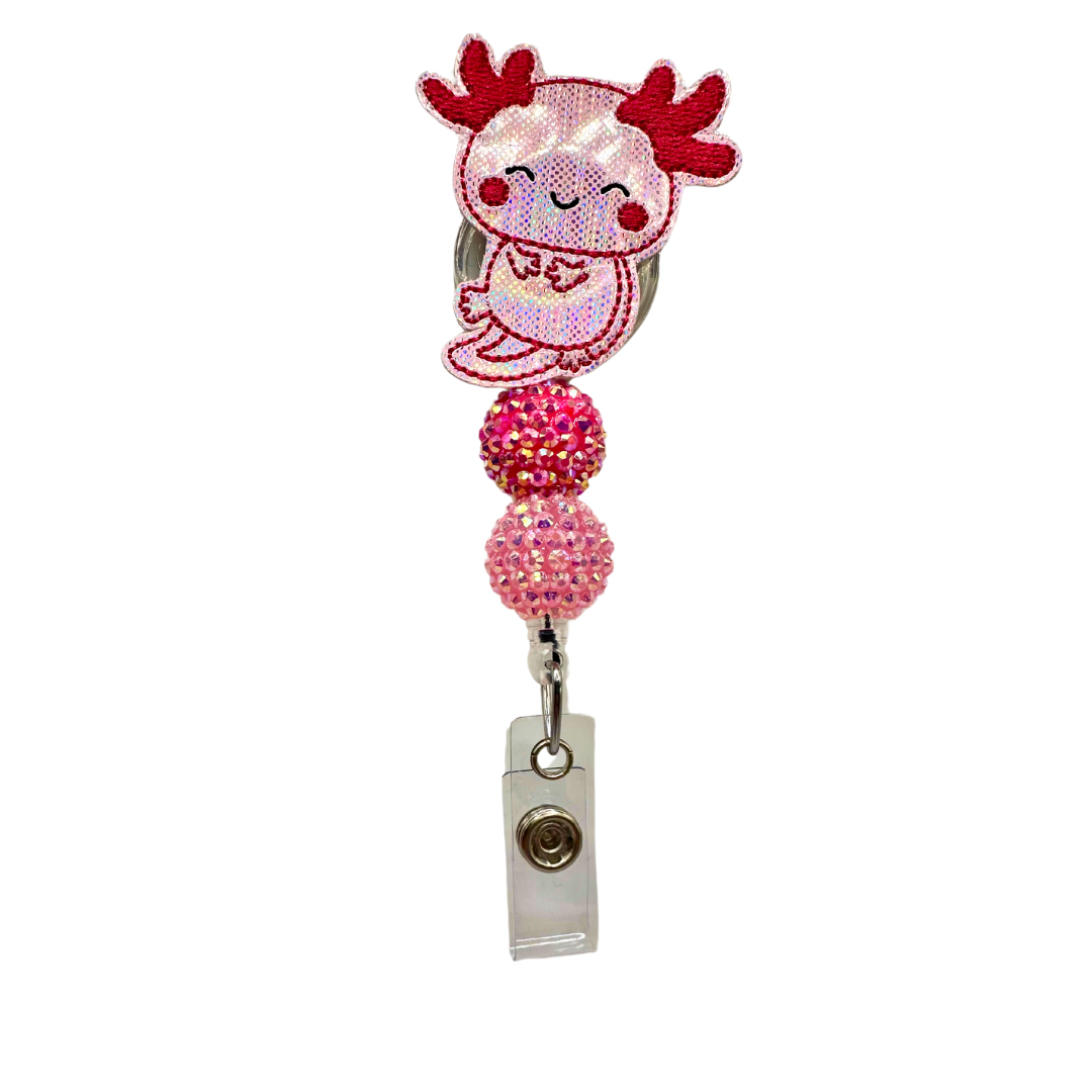 Pink Axolotl Badge Reel