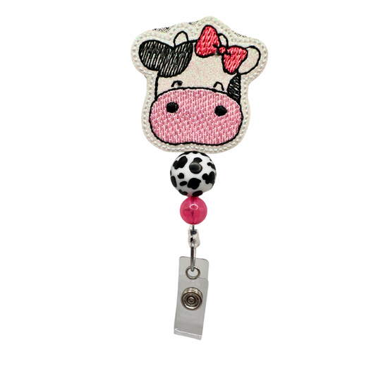 Cow with Bow Badge Reel