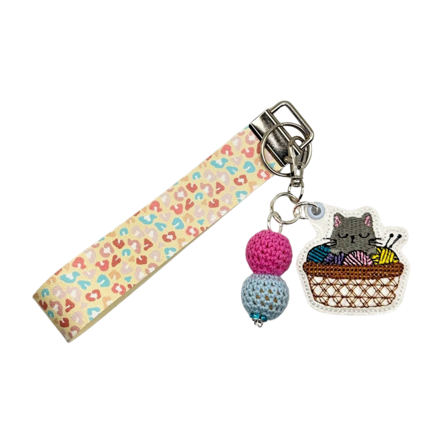 Cat in Basket Keychain and Wristlet