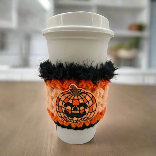 Disco pumpkin coffee cozy