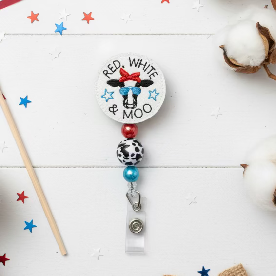 Red, White, and Moo Badge Reel