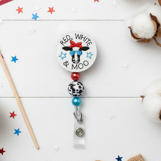 Red, White, and Moo Badge Reel