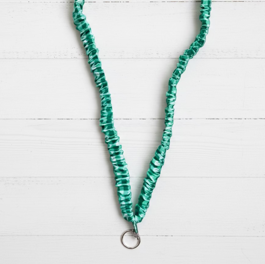 Green Gingahm Scrunchie Lanyard