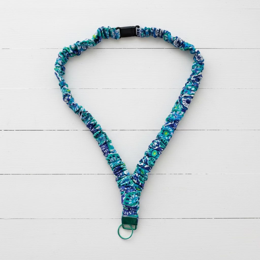 Blue Flower Power Scrunchie Lanyard