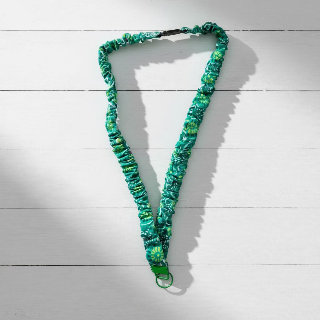 Green Flower Power Scrunchie Lanyard