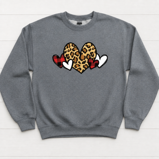 Leopard and Buffalo Plaid Heart Sweatshirt