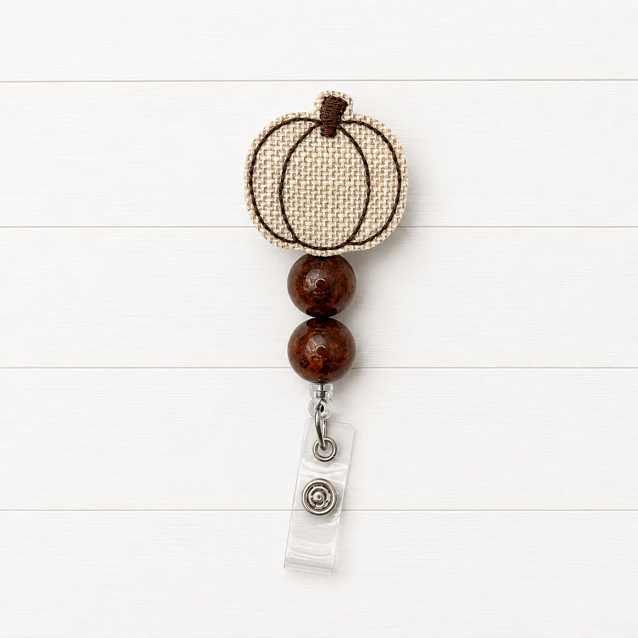 Burlap Pumpkin Badge Reel
