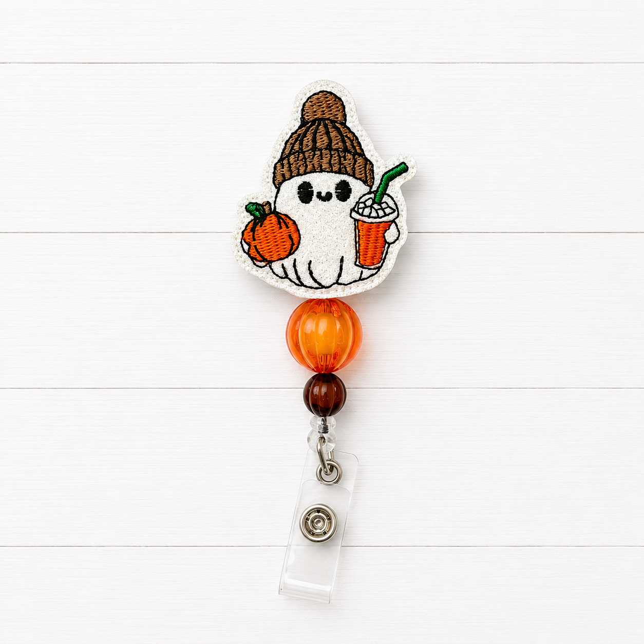 Pumpkin Coffee Ghost Badge Reel