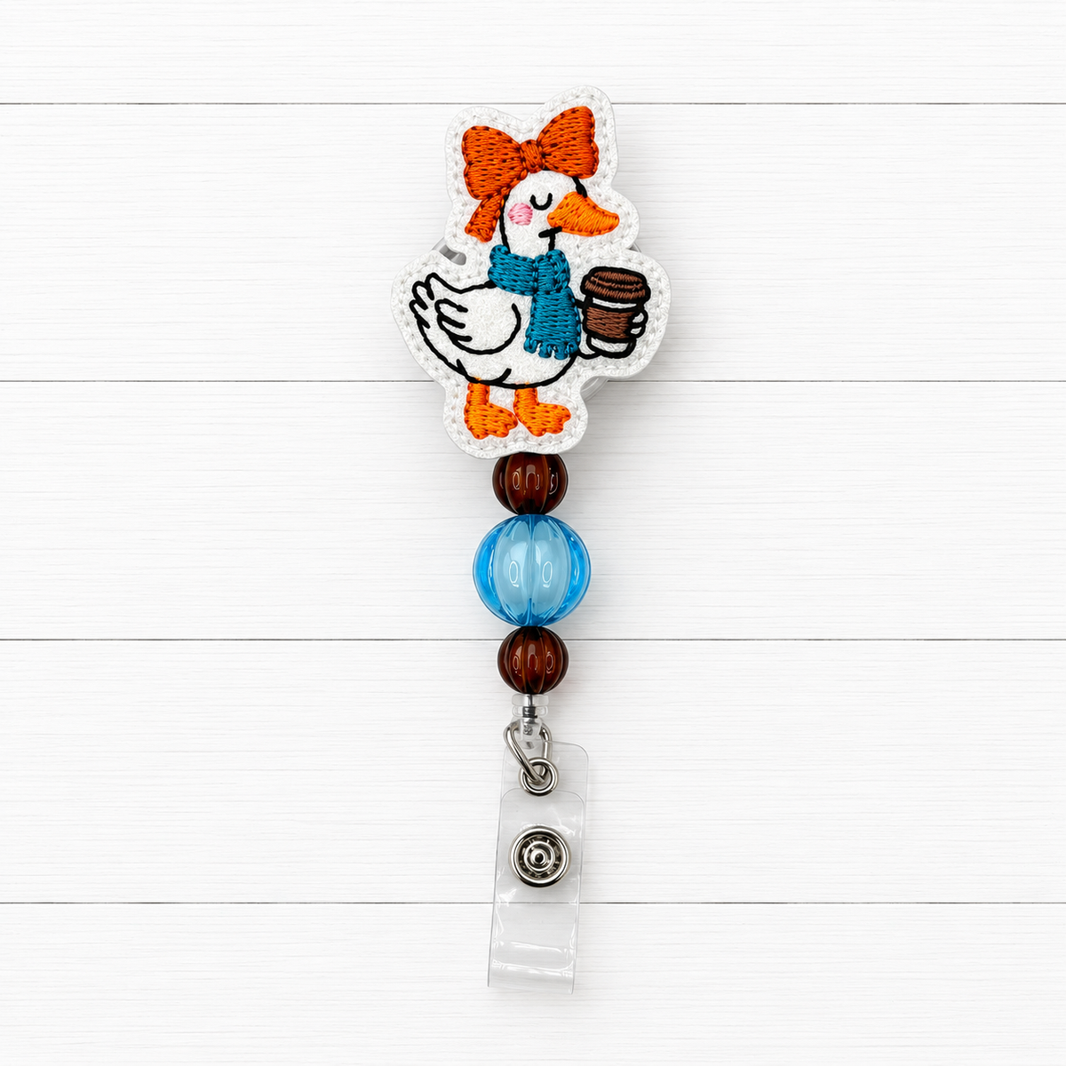 Fall Goose with Coffee Badge Reel