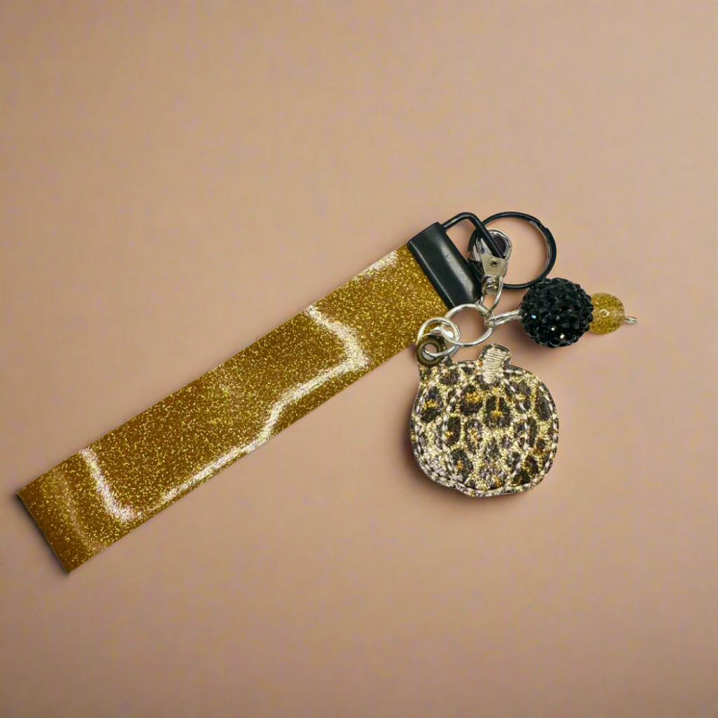 Leopard Pumpkin Keychain and Wristlet