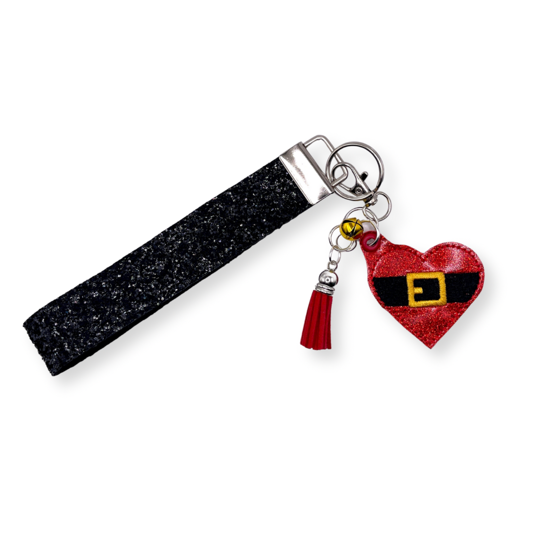 Santa Belt Heart Keychain and Wristlet