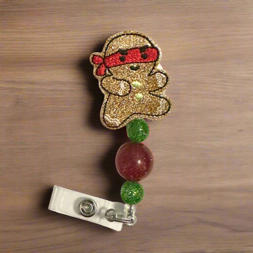 Ninja Gingerbread Man Badge Reel