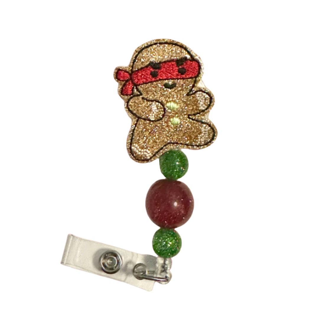 Ninja Gingerbread Man Badge Reel