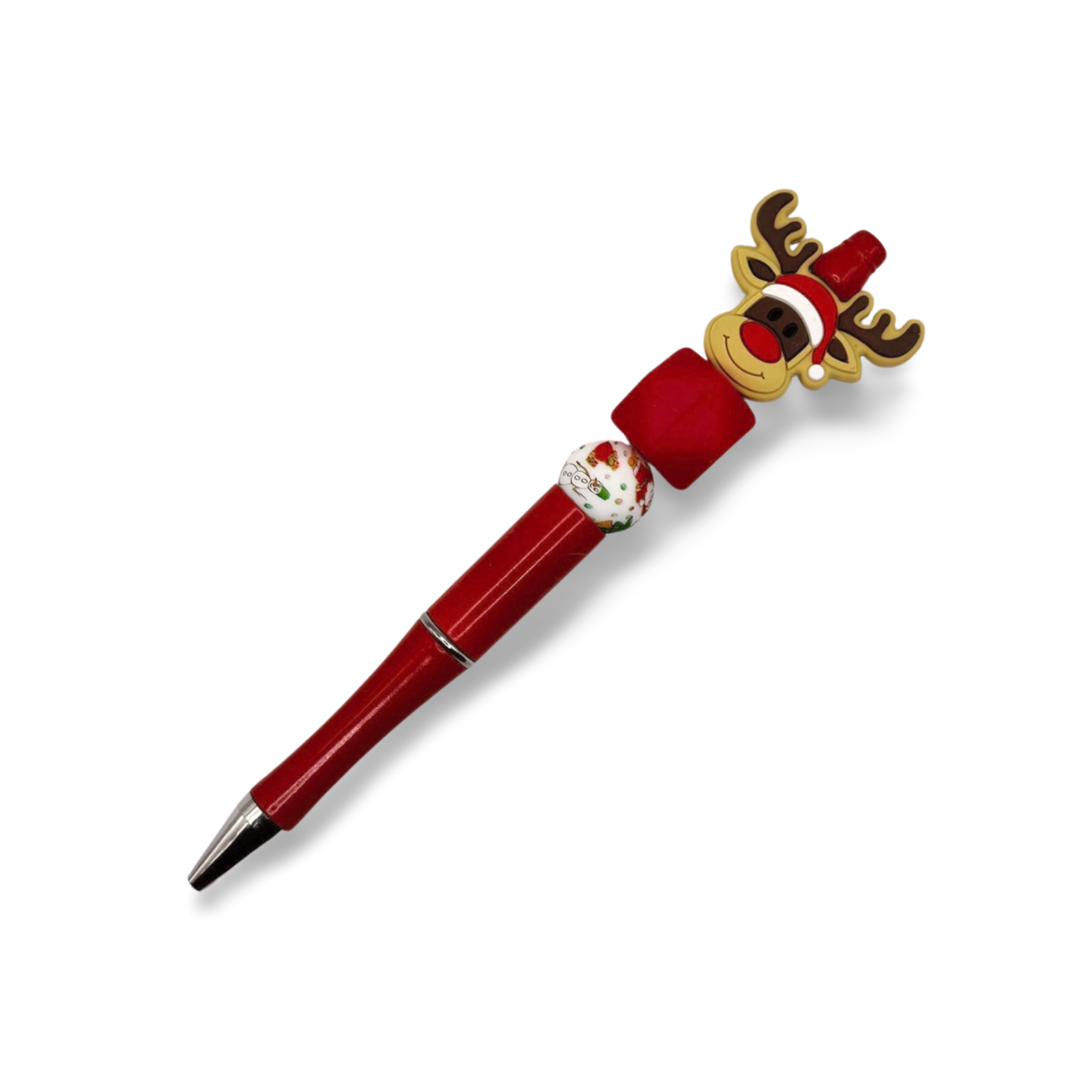 Santa Reindeer Beaded Pen