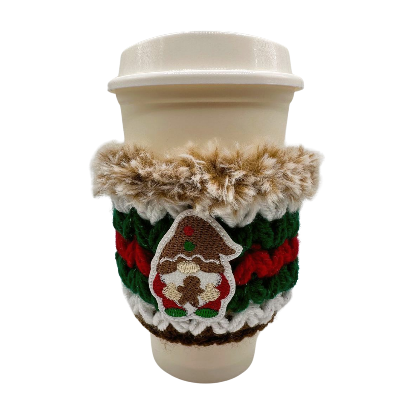 Gnome with Gingerbread Man Coffee Cozy