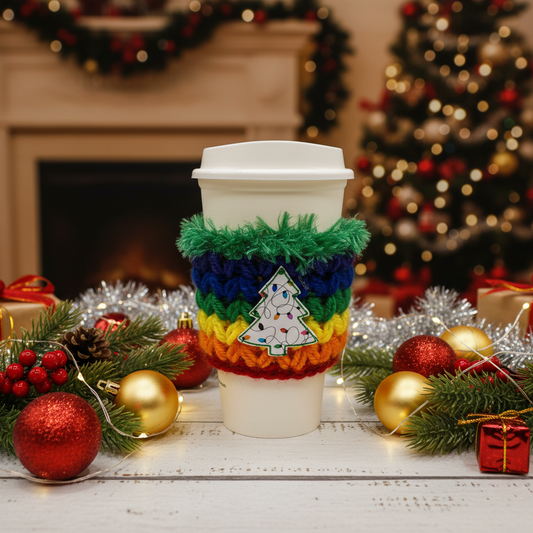 Rainbow Light Tree Coffee Cozy