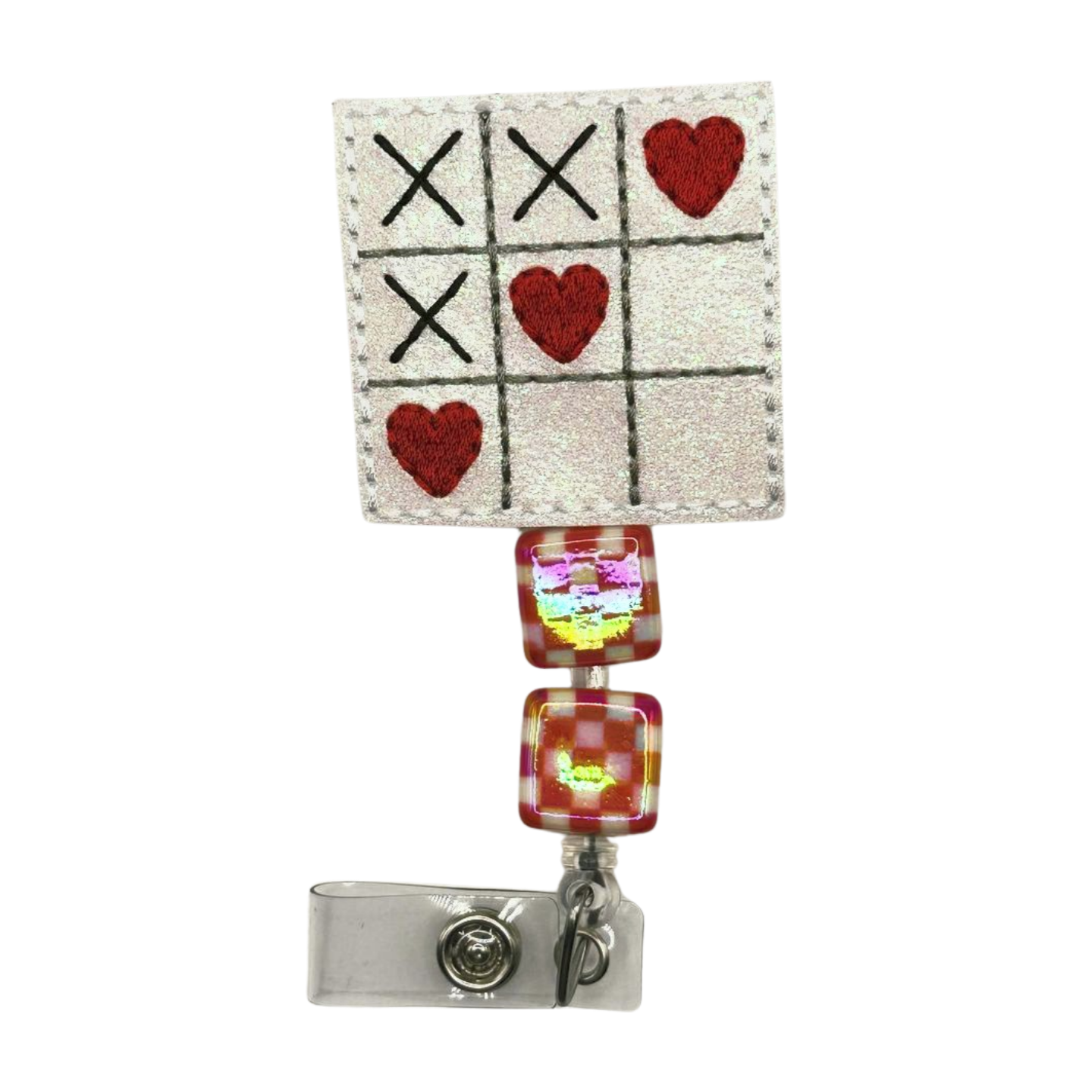 Heart Game Beaded Badge Reel