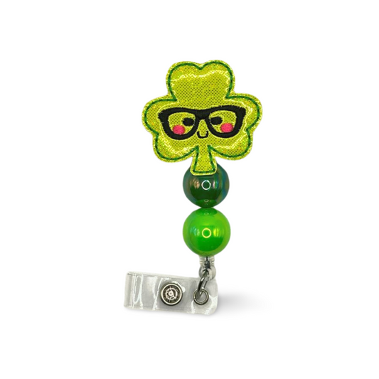 Nerdy Shamrock Beaded Badge Reel