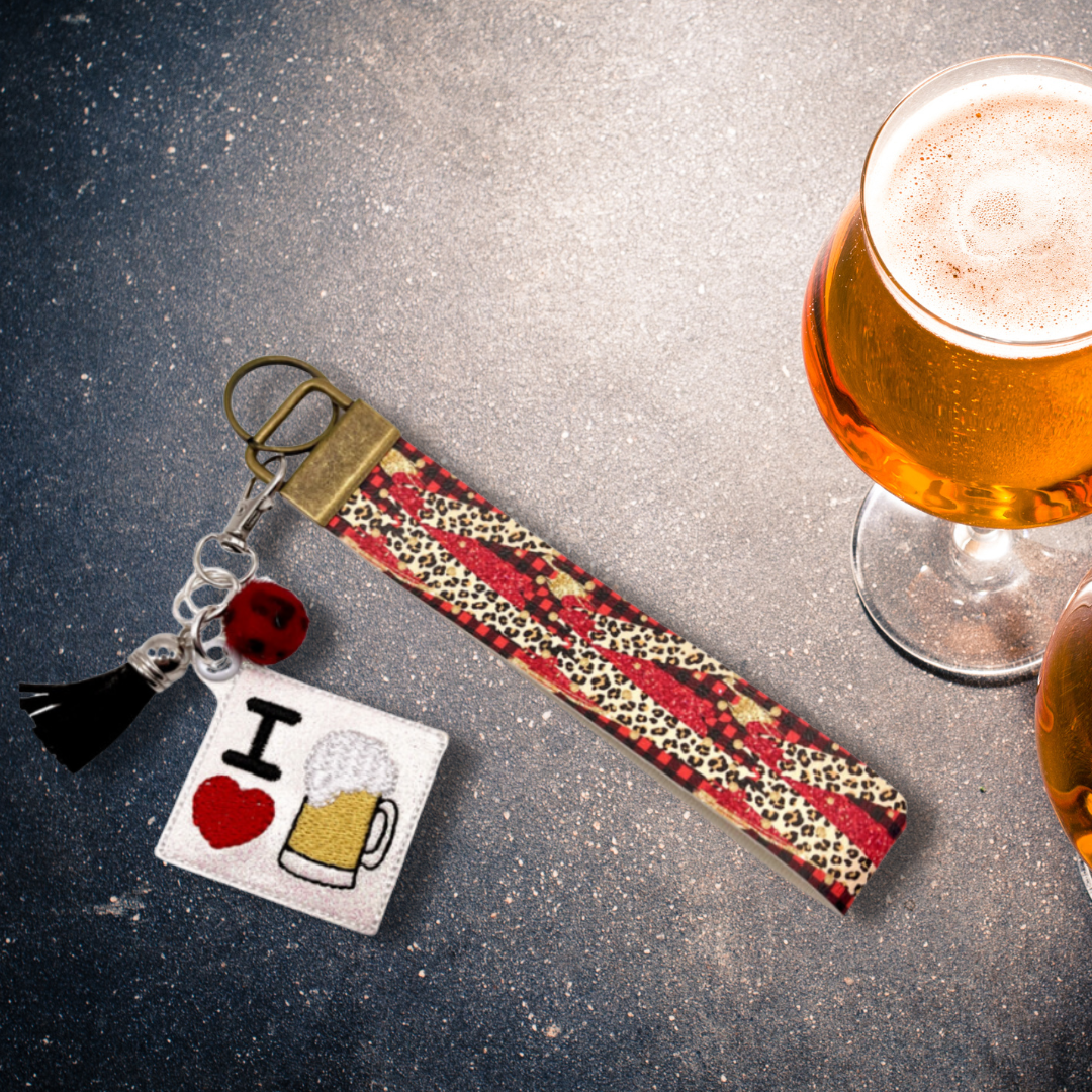 I Love Beer Keychain and Wristlet