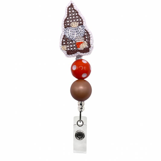 Coffee Gnome Beaded Badge Reel