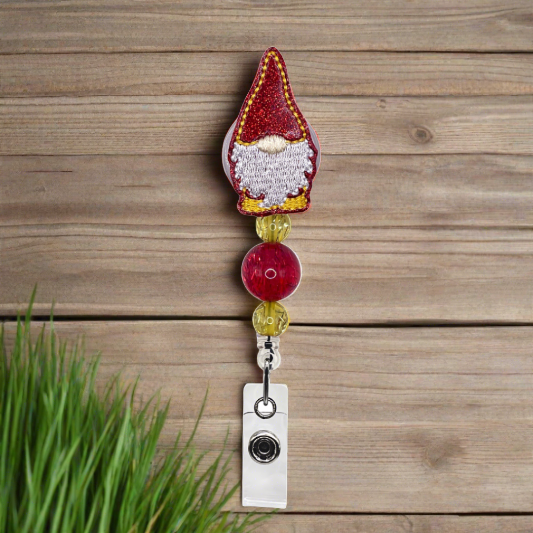 Red and Gold Gnome Badge Reel