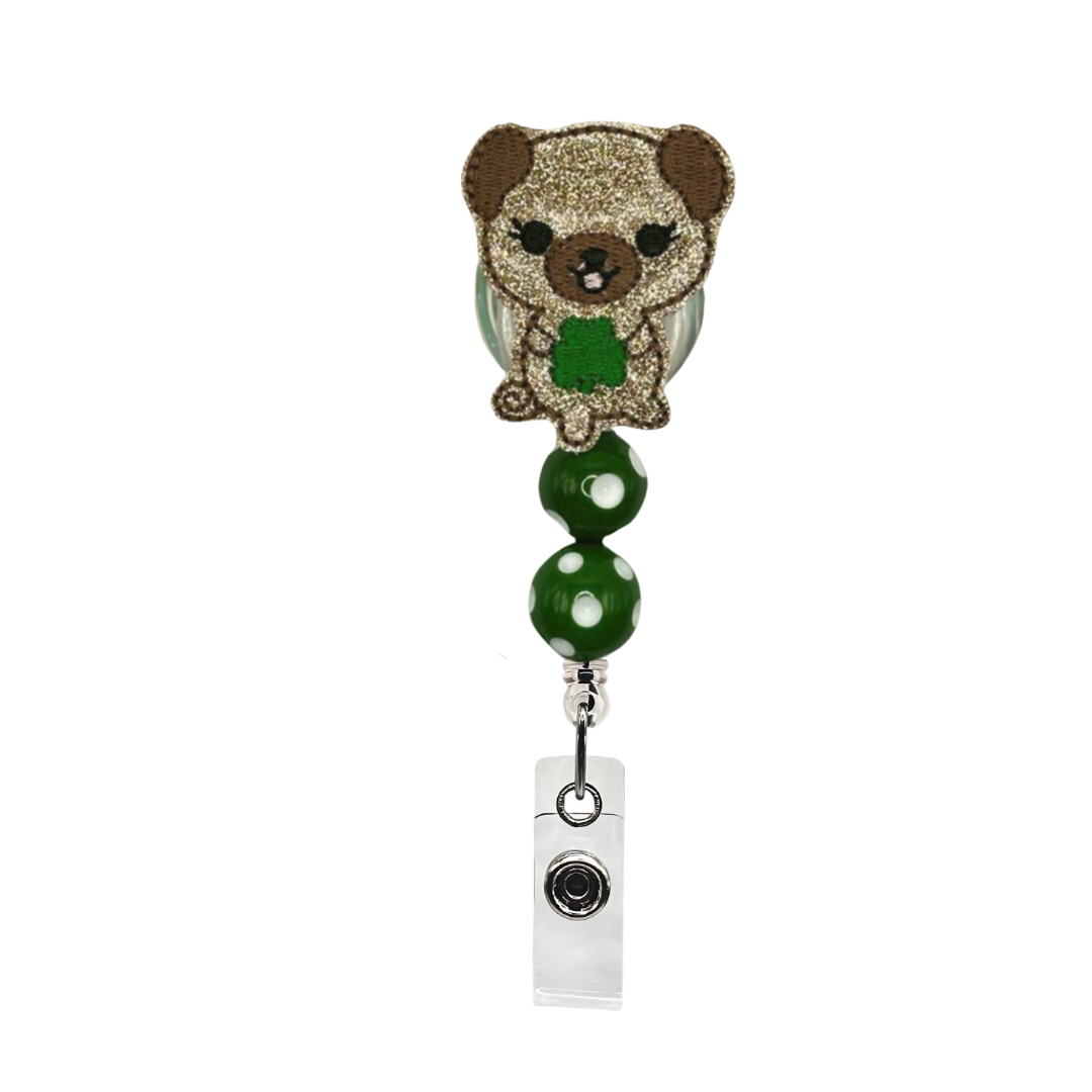 Dog with Shamrock Badge Reel