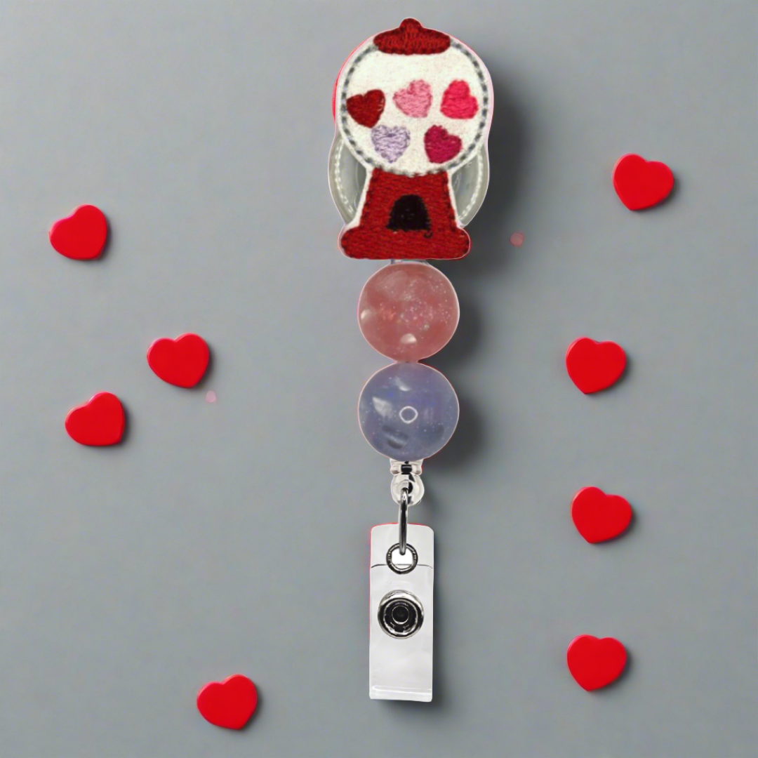 Gumball beaded badge reel