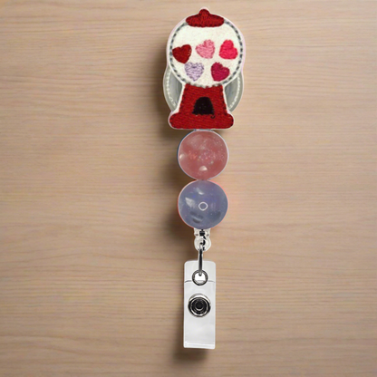 Gumball beaded badge reel