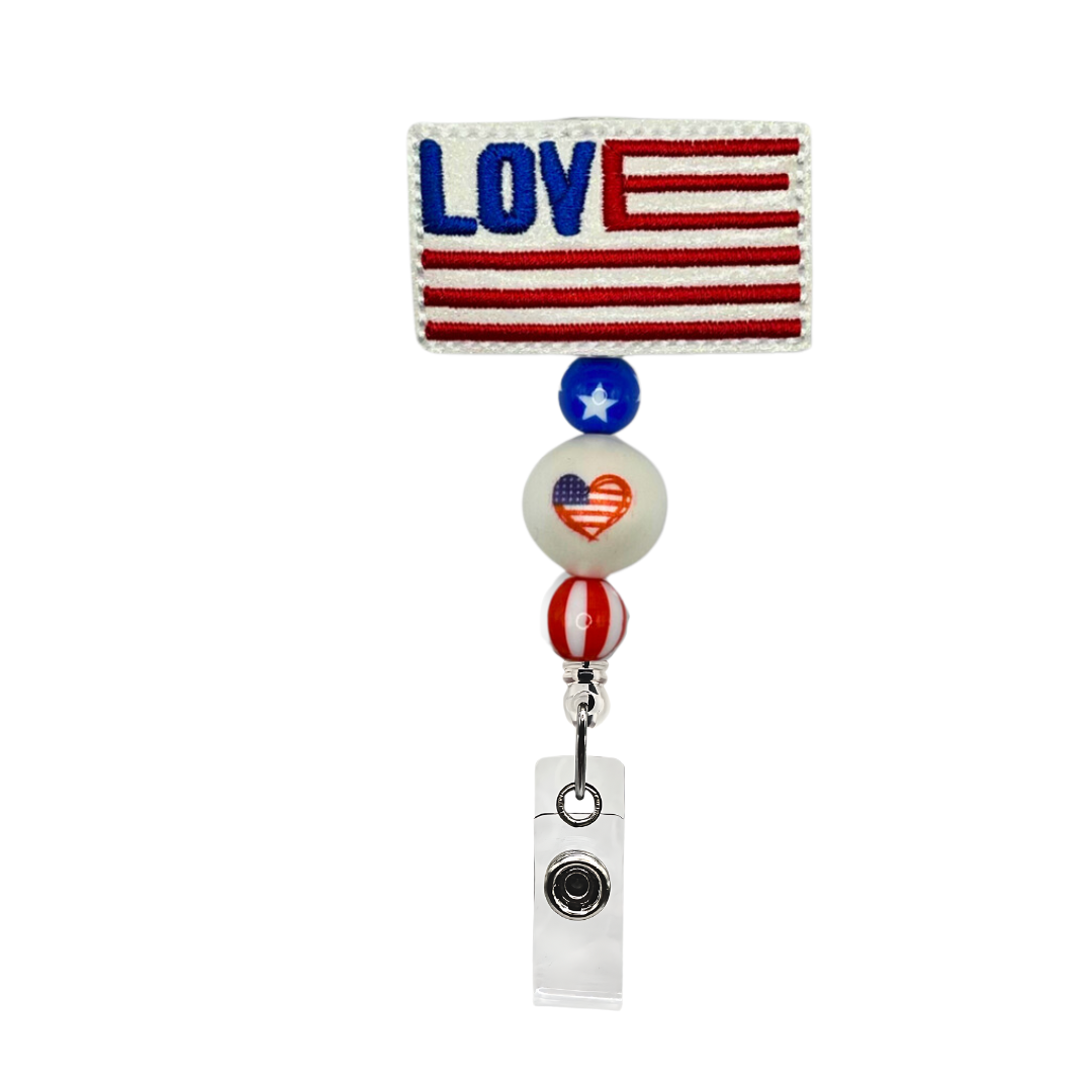 Love the USA Flag Badge Reel