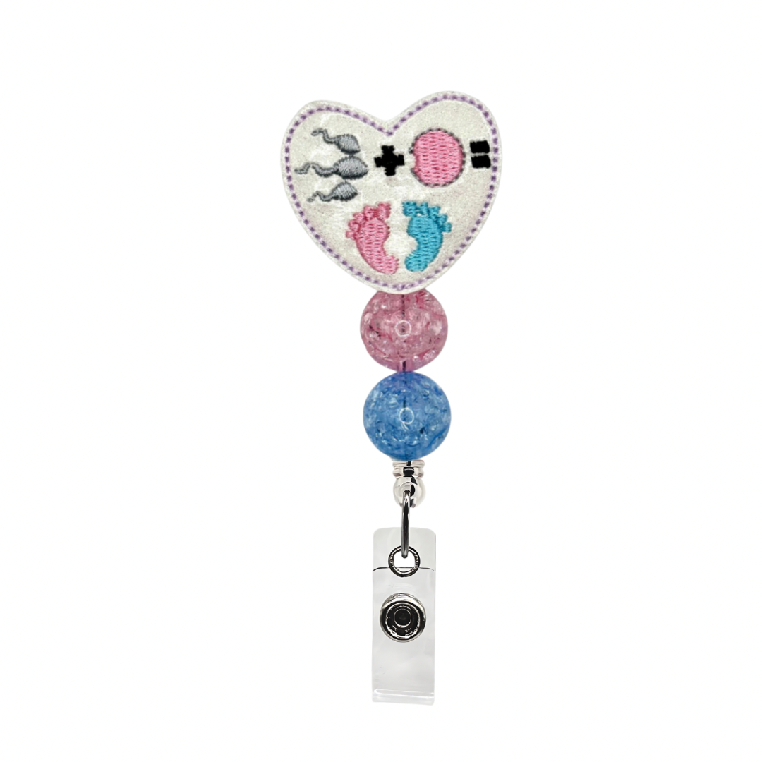 Fertility Heart Beaded Badge Reel