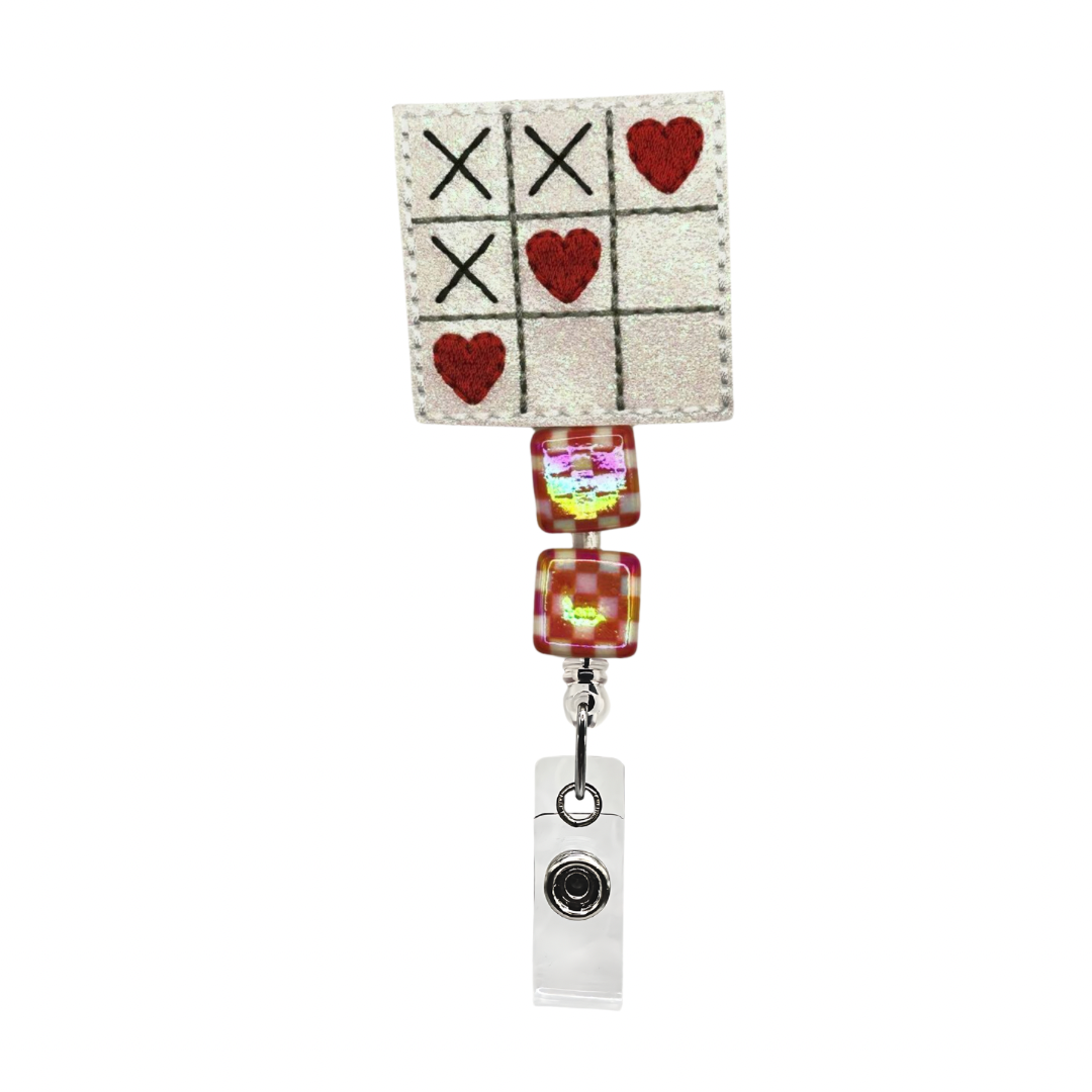 Heart Game Beaded Badge Reel