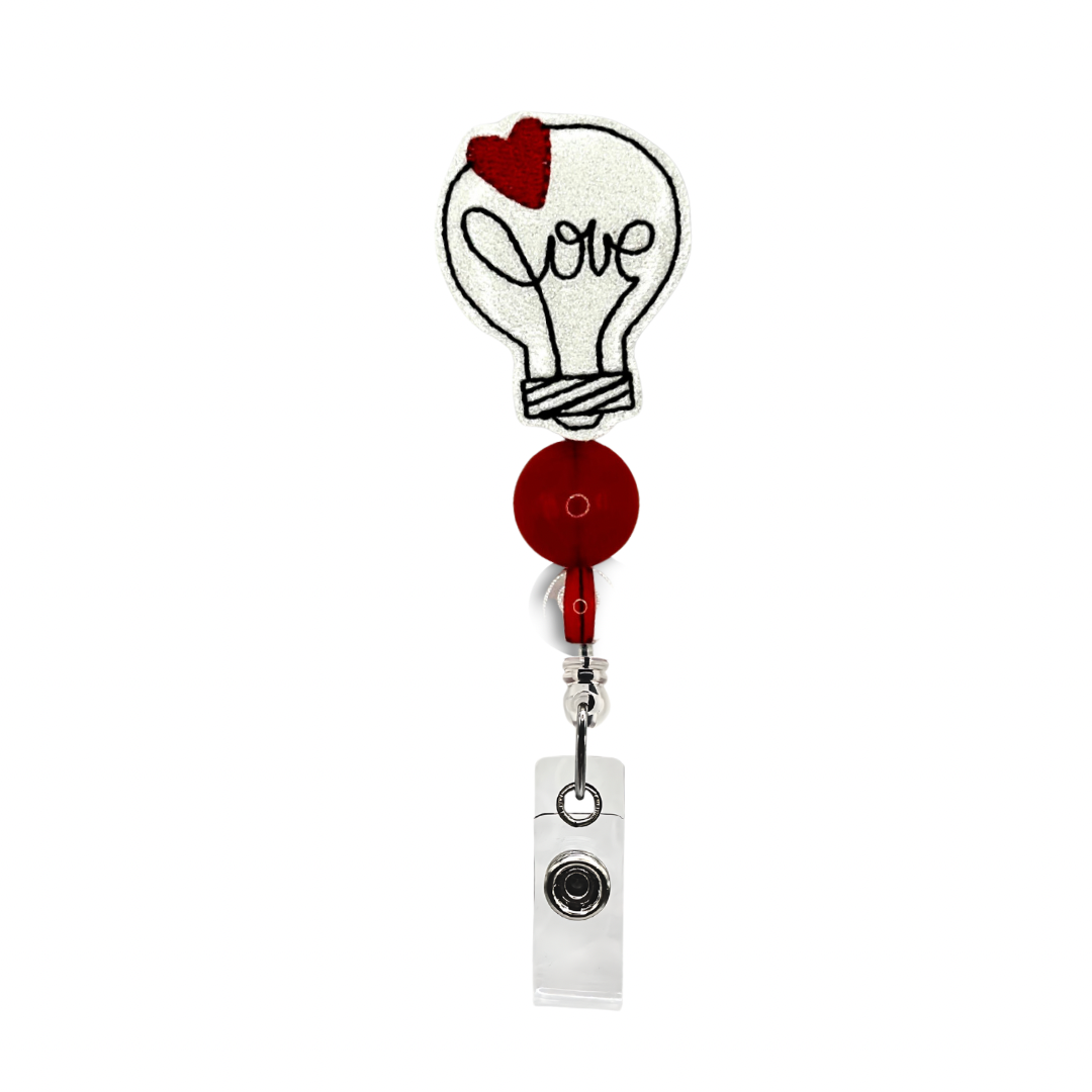 Love Lightbulb Beaded Badge Reel