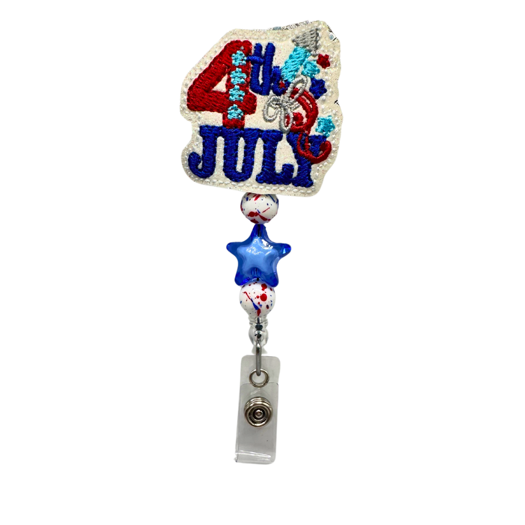 4th of July Beaded Badge Reel