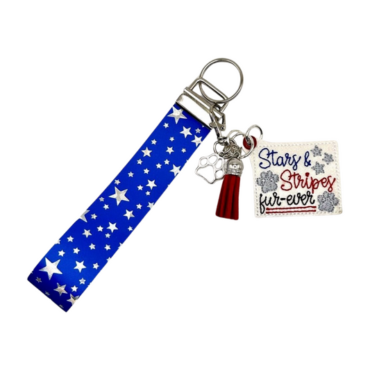 Star and Stripes Furever Keychain and Wristlet