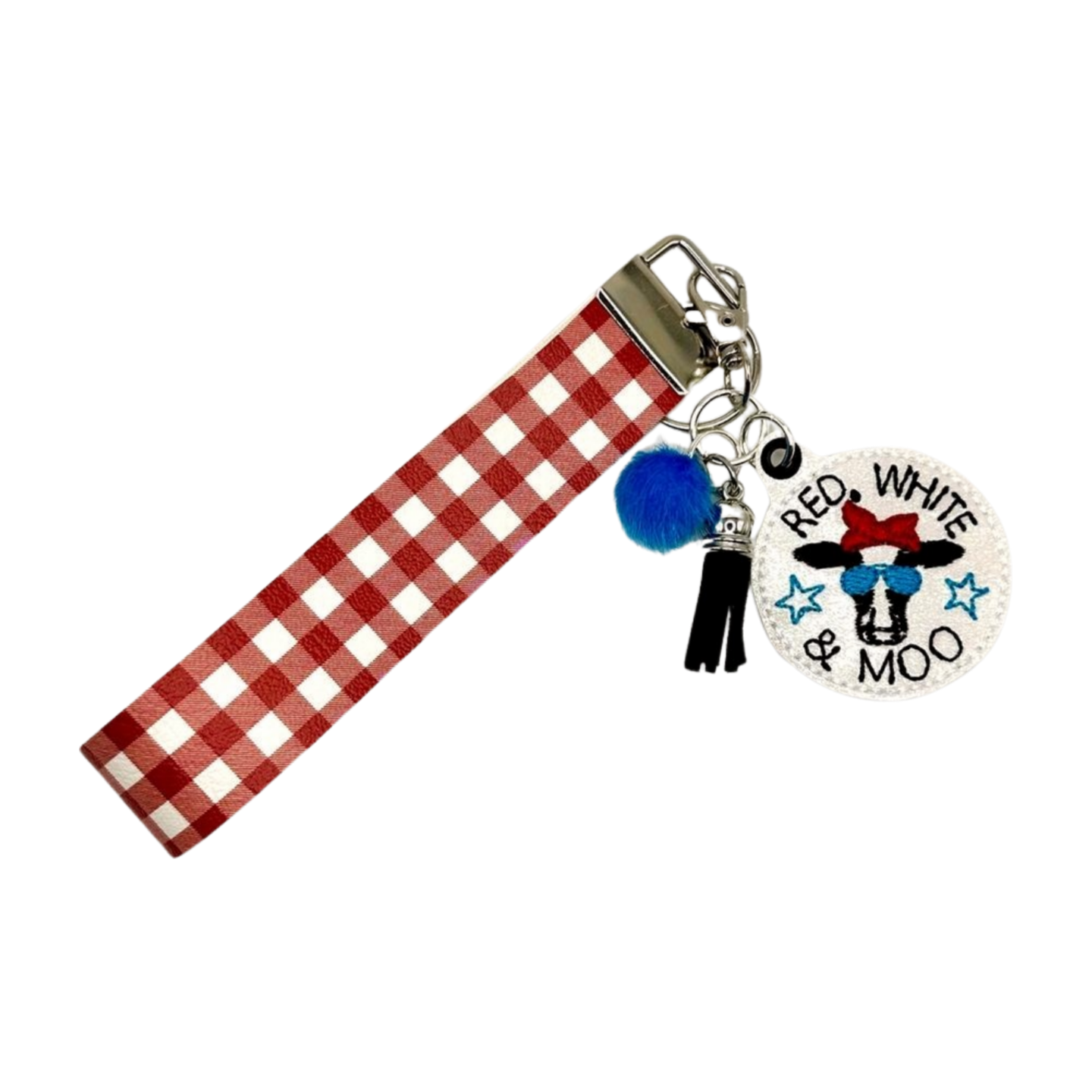 Red, White, and Moo Keychain and Wristlet