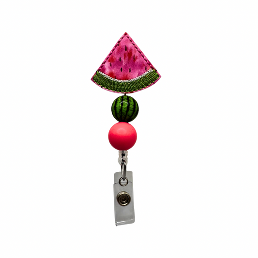 Pink Watermelon Wedge Badge Reel