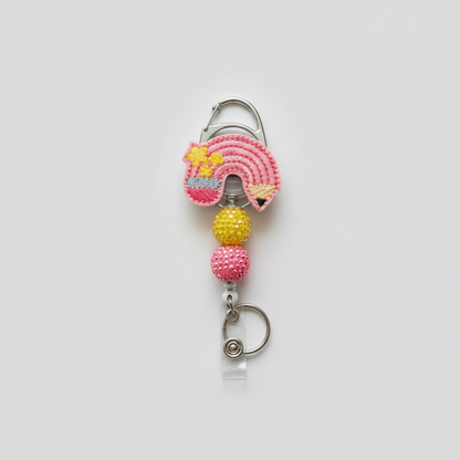 Pink Pencil Rainbow Badge Reel