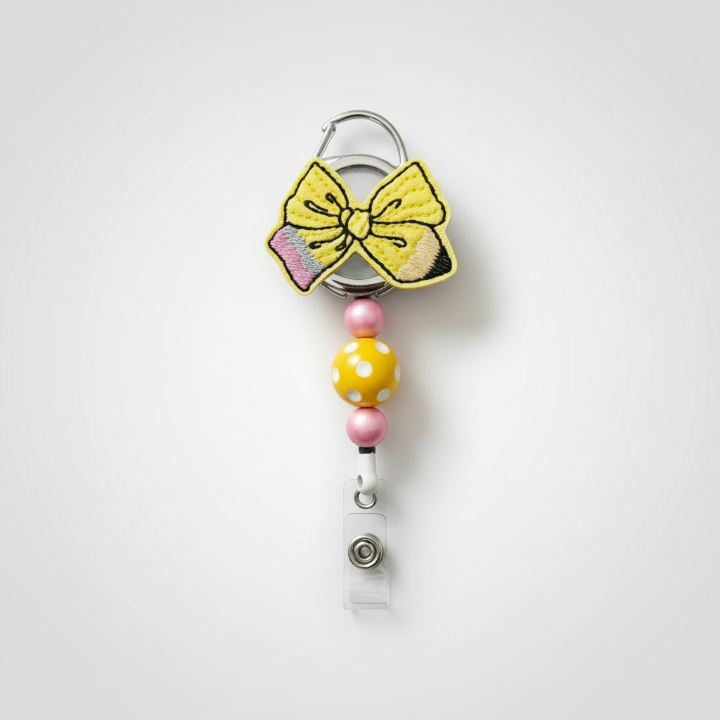 Pencil Bow Badge Reel