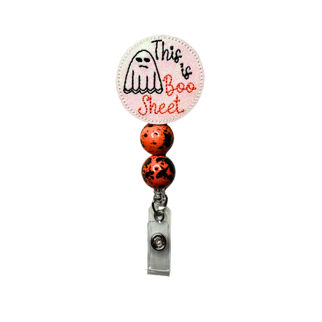 This is Boo Sheet Beaded Badge Reel