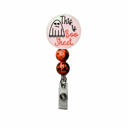 This is Boo Sheet Beaded Badge Reel