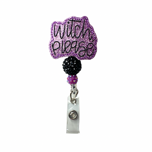 Witch Please Beaded Badge Reel