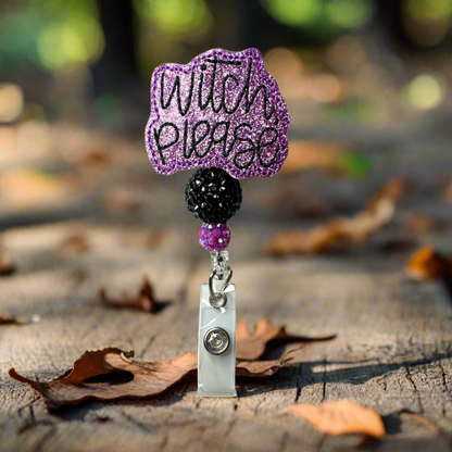 Witch Please Beaded Badge Reel